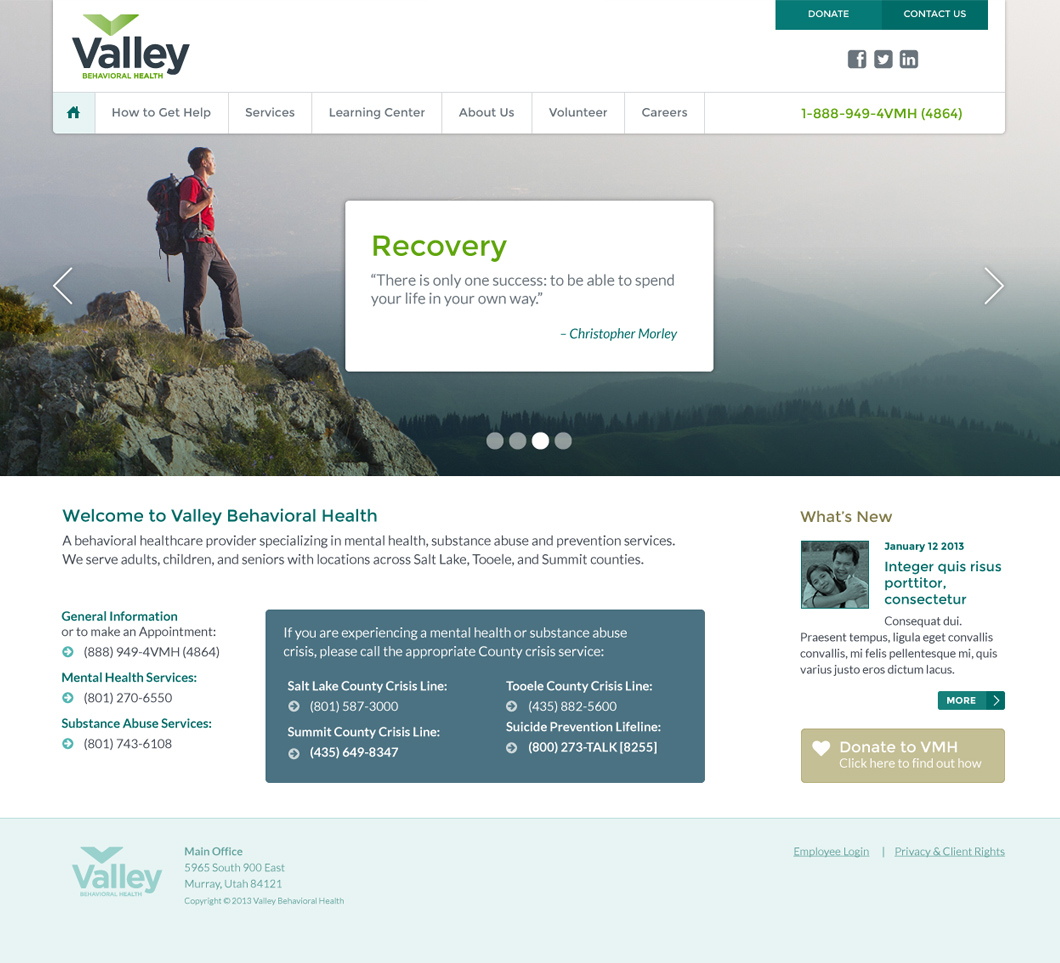 Valley Behavior Health Website